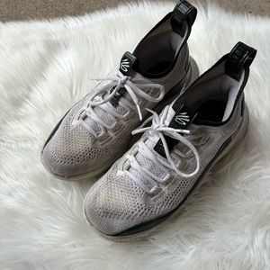 Under Armour Off White and Black High Top Basketball Sneakers